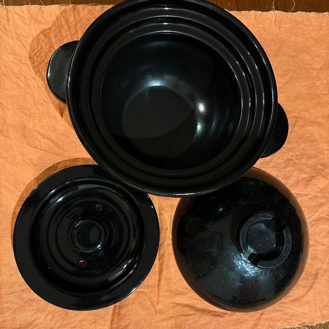 長谷園　かまどさん　4合　土釜　黒い土鍋 ごはん