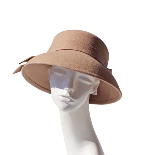 マキシン　リボン付きウールハット　ベージュ