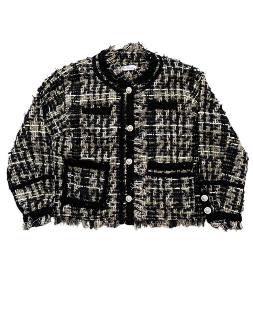 【ALUDE SELECT】fringe check tweed jacket