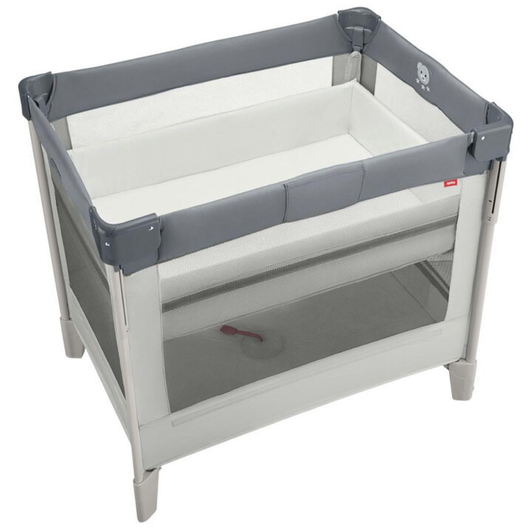 グレー メッシュ ベビーベッド