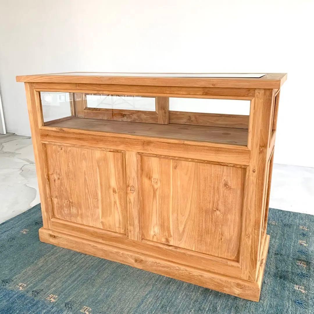 チークショーケースカウンター　総無垢　レジ台