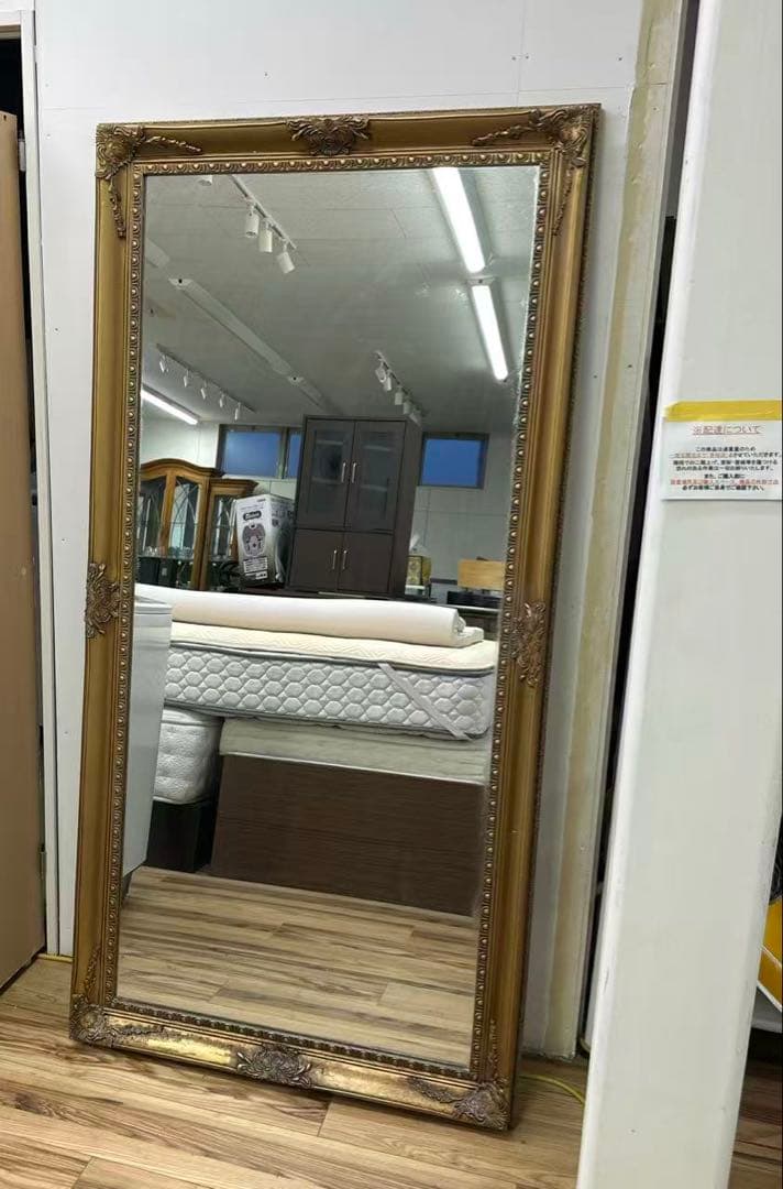 全身鏡 アンティーク調 ミラー 180cm 大型 ヴィンテージ調 ゴールド