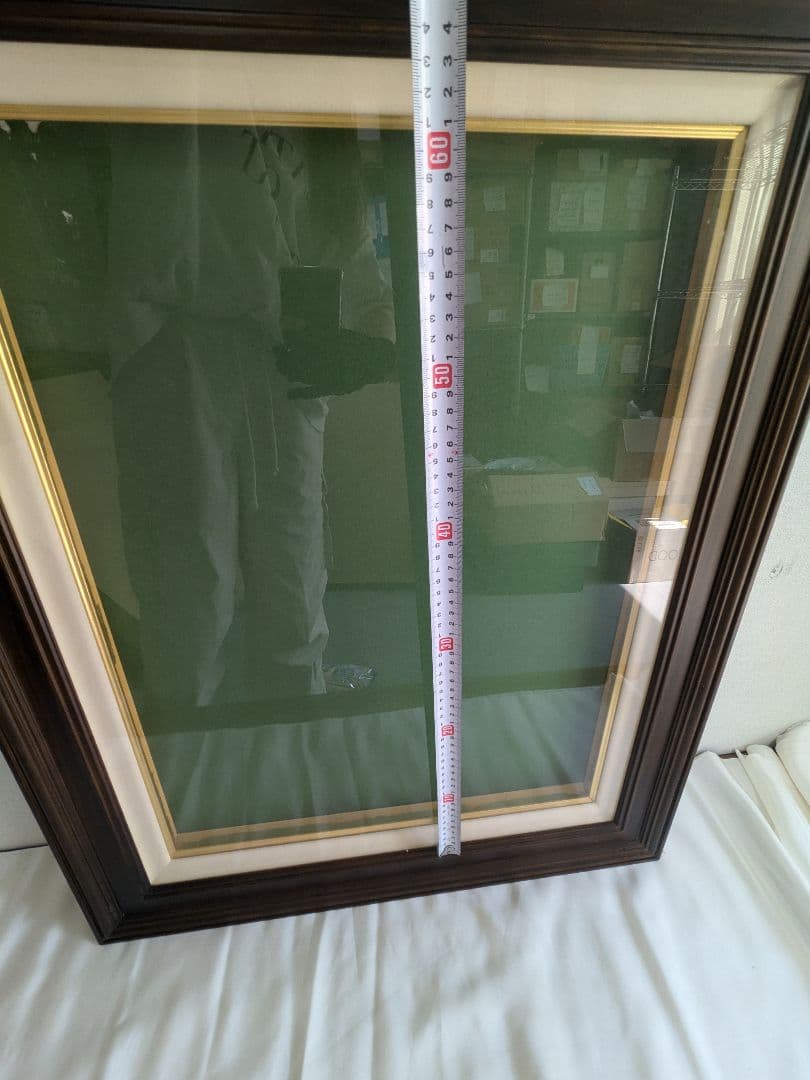 額縁 木製 黒檀 P12 金縁 アクリル付き アンティーク ヴィンテージ