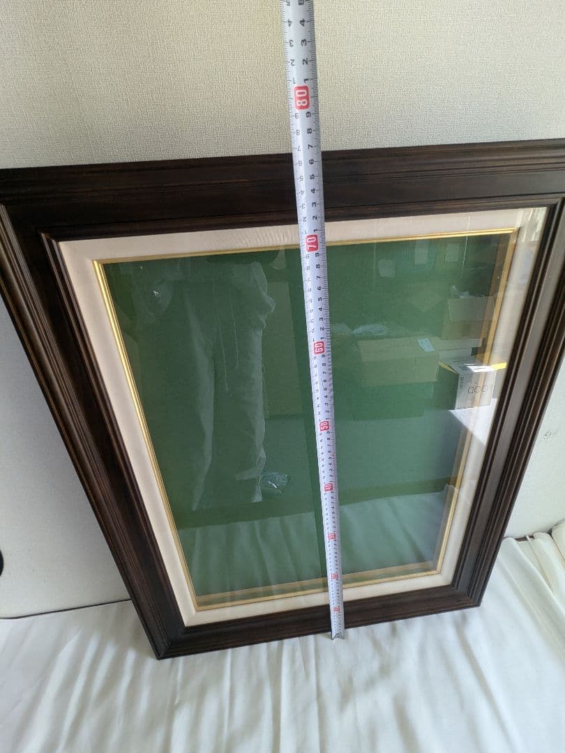 額縁 木製 黒檀 P12 金縁 アクリル付き アンティーク ヴィンテージ