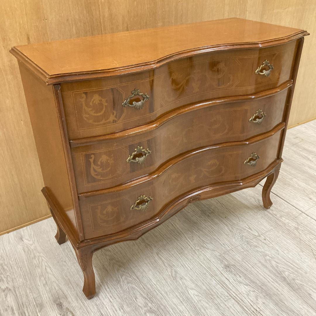 イタリア　象嵌　３段チェスト　猫足　クラシック