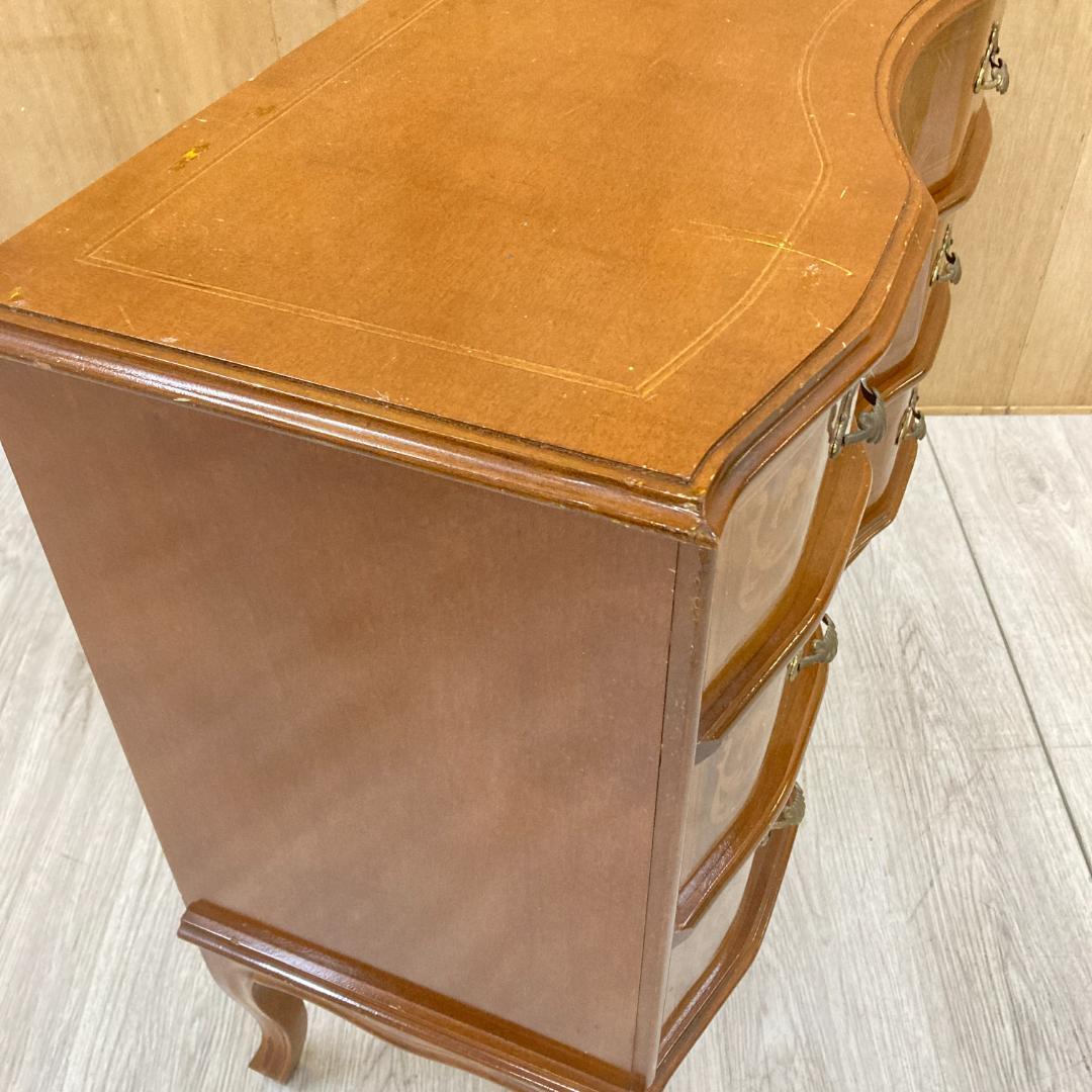 イタリア　象嵌　３段チェスト　猫足　クラシック