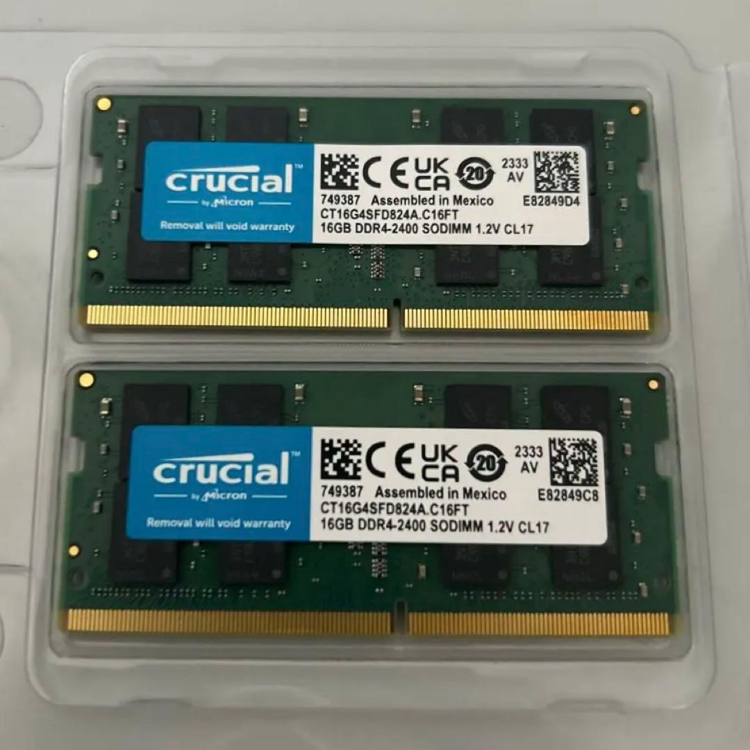Crucial 16GB DDR4-2400 SODIMM メモリキットx2枚