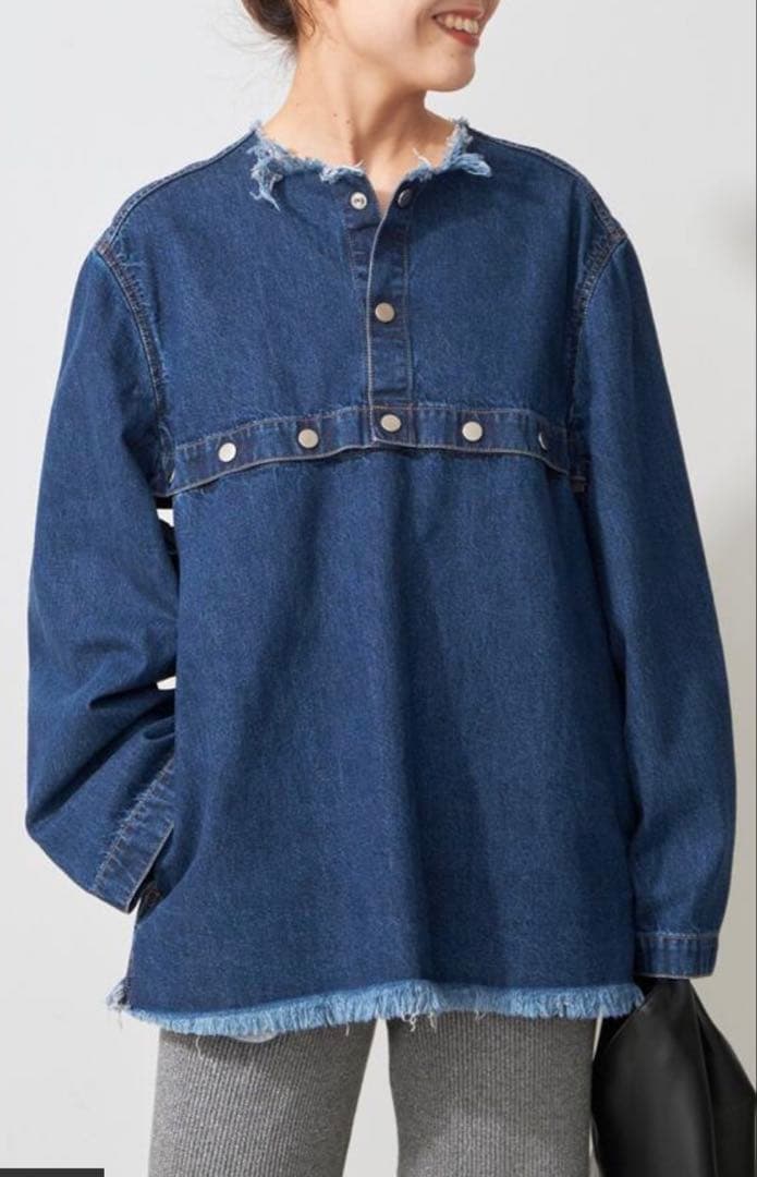 CURRENTAGE / カレンテージ ノーカラーデニムジャケット