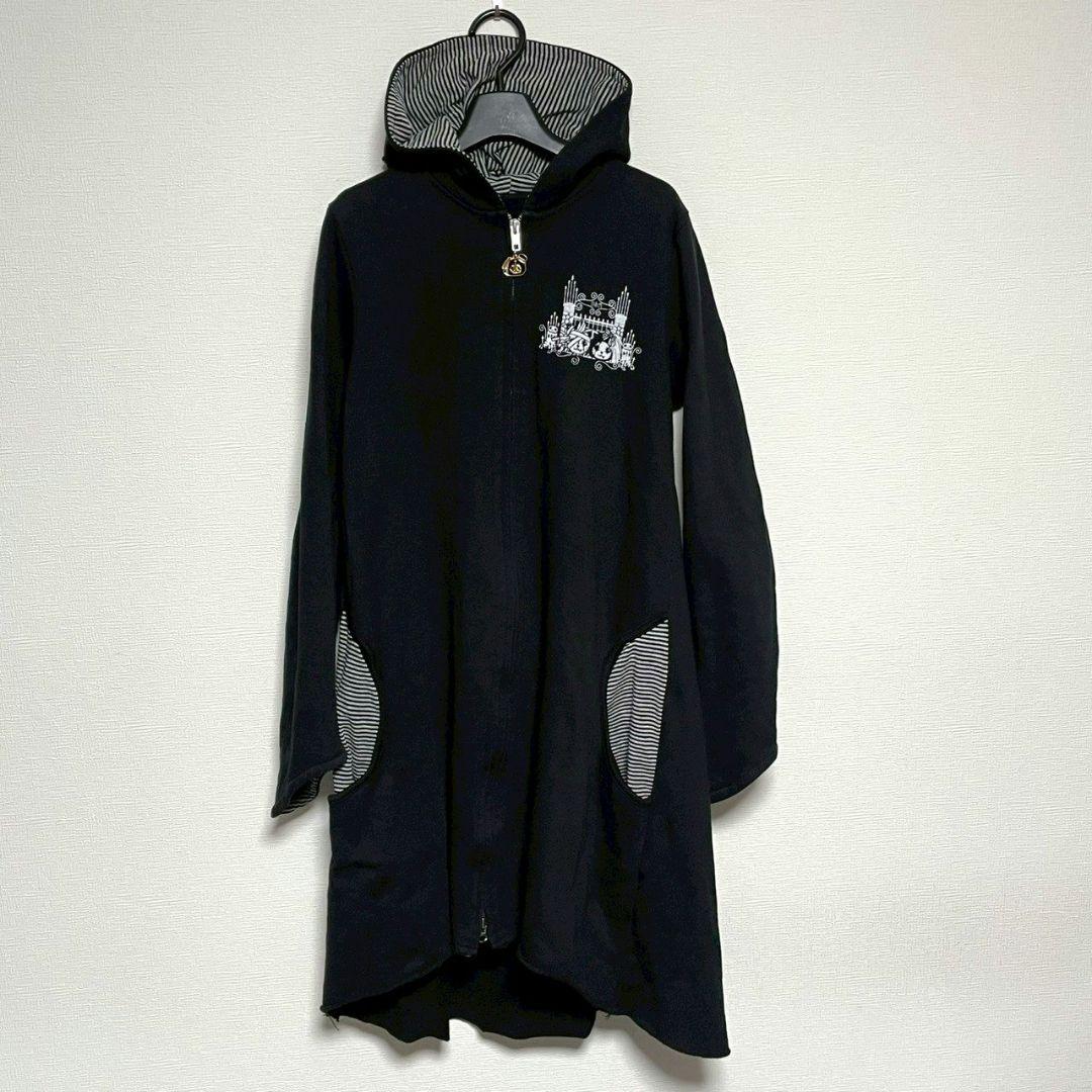 HANGRY&ANGRY　ネコミミパーカー　ロング丈　ブラック　チャームあり