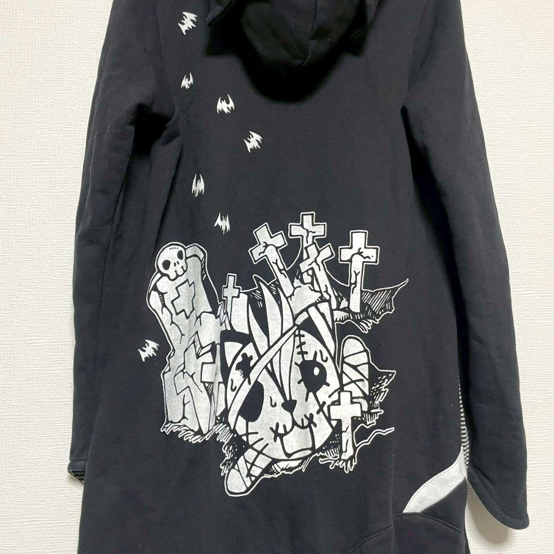 HANGRY&ANGRY　ネコミミパーカー　ロング丈　ブラック　チャームあり