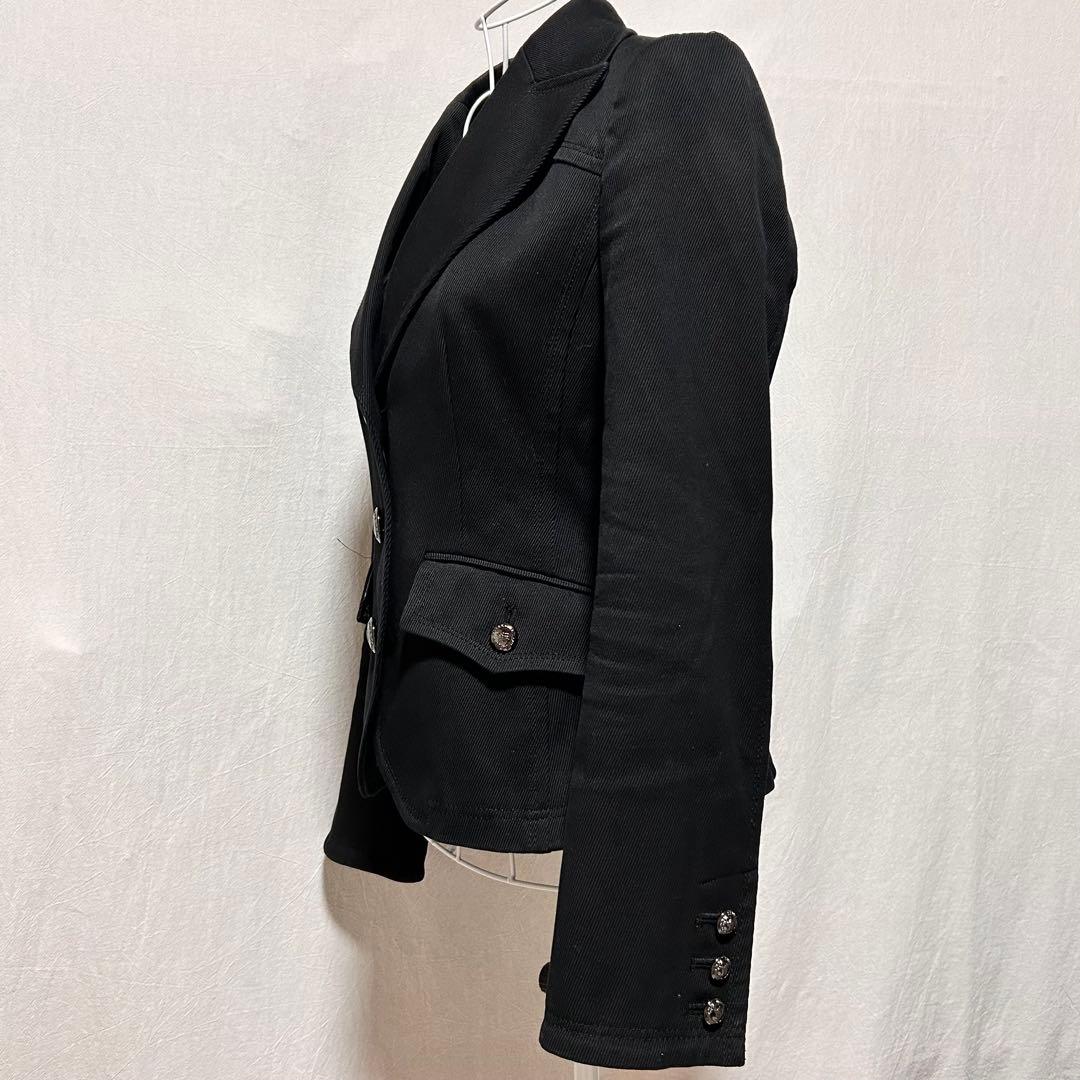 美品 バーバリー テーラードジャケット ブレザー フォーマル ロゴボタン 黒
