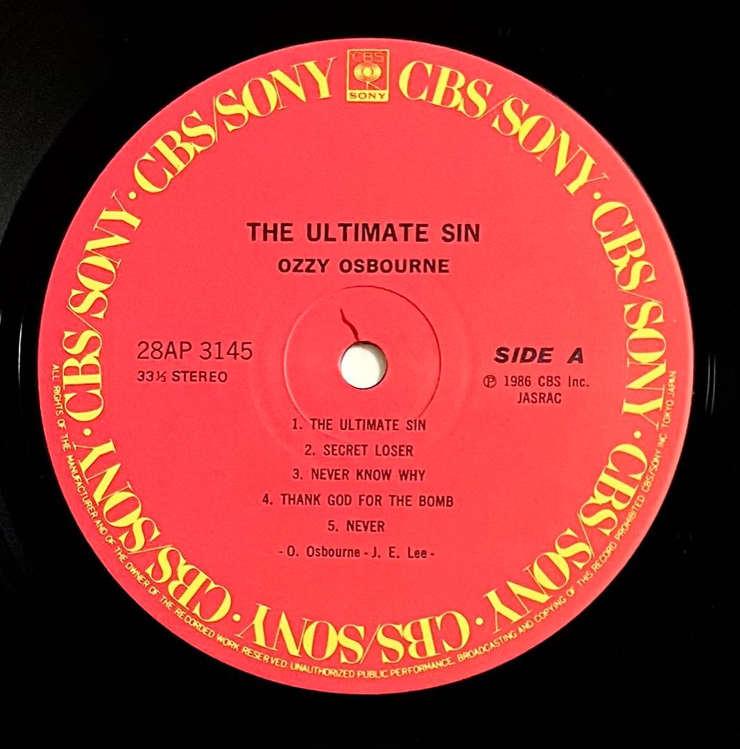 美品LP★オジーオズボーン/罪と罰★初回特典ステッカー付 レコード 再生確認済