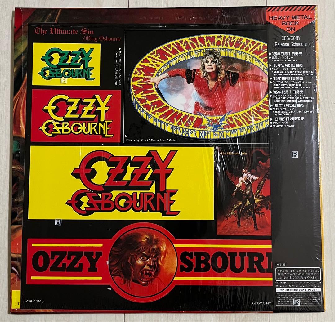 美品LP★オジーオズボーン/罪と罰★初回特典ステッカー付 レコード 再生確認済