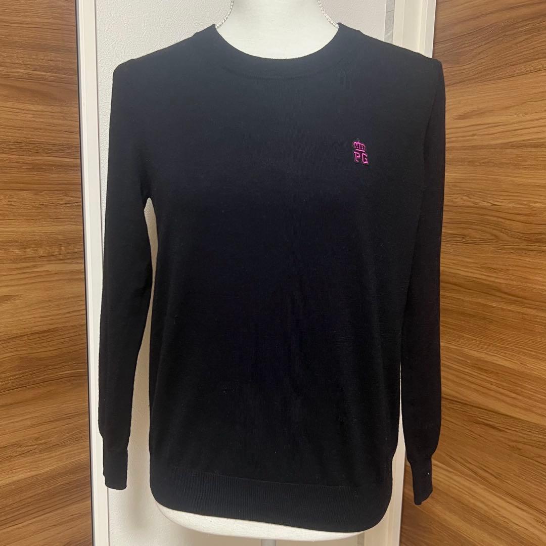 パーリーゲイツ　長袖セーター　ニット　ブラック　レディース　ロゴ