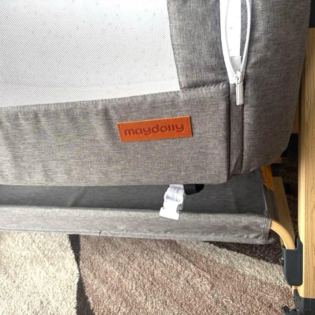 【美品】maydolly 折りたたみ式ベビーベッド グレー