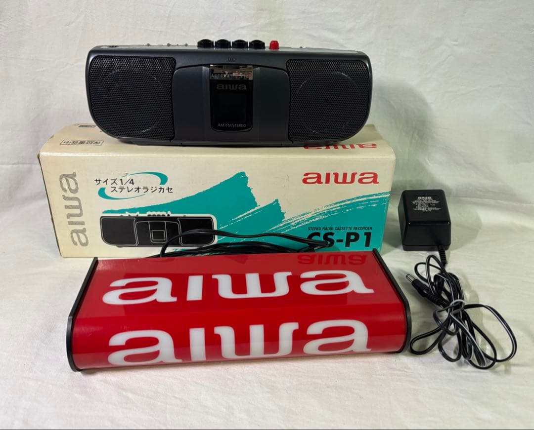 aiwa ステレオラジカセ CS-P1 販促用電飾看板 2点 アイワ
