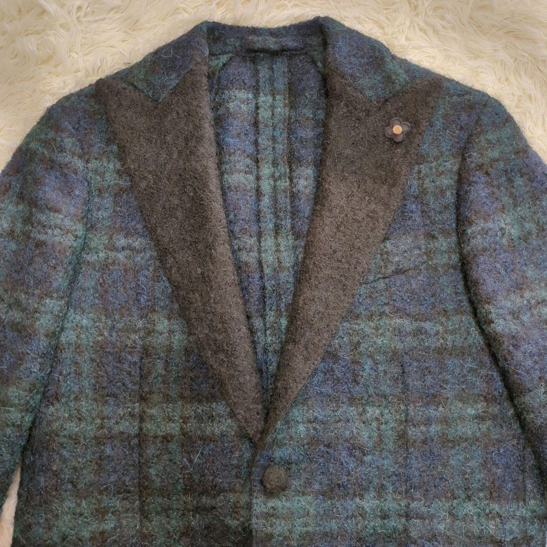 【極美品】LARDINI ラルディーニ　メンズチェック柄テーラードジャケット