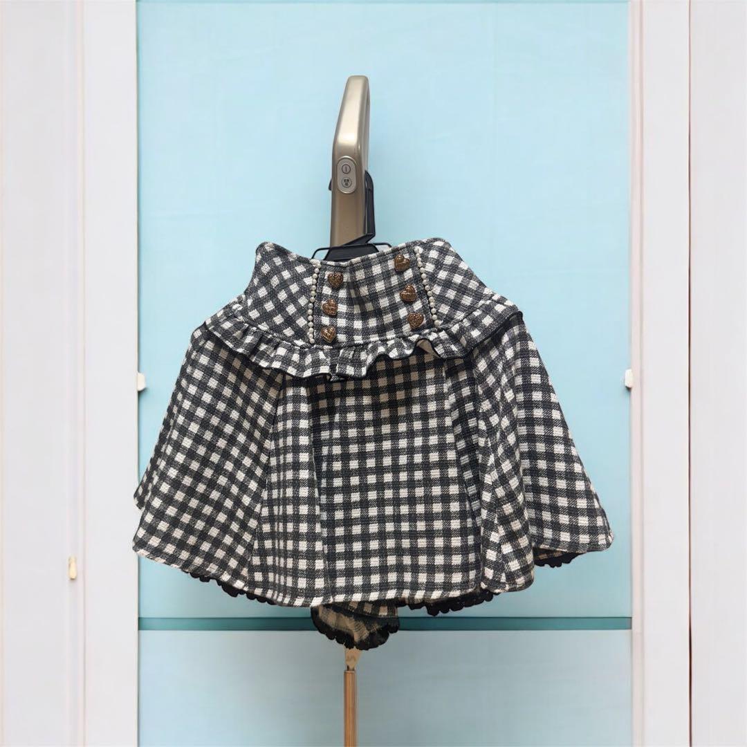 【LIZLISA】ギンガムツイードサスペンサー付スカパン