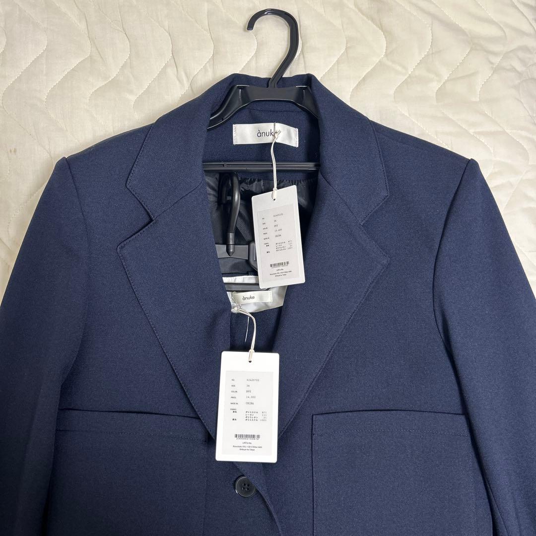 ネイビー クロップドジャケット ワイドパンツ セット サイズ36 anuke