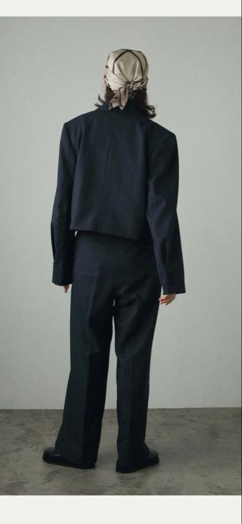 ネイビー クロップドジャケット ワイドパンツ セット サイズ36 anuke