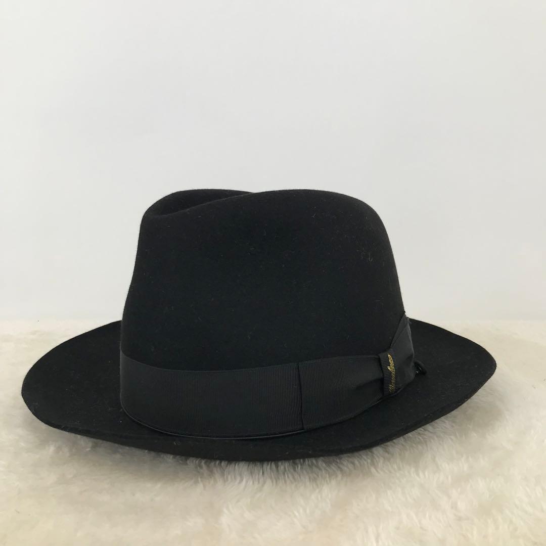 ボルサリーノ　ハット　57　ブラック　ラビットファー　イタリア製