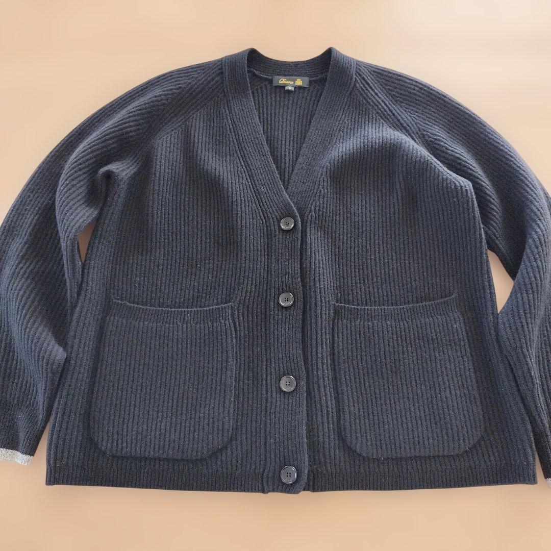 ドゥロワー　drawer ウールカシミヤ　リブニット　カーディガン