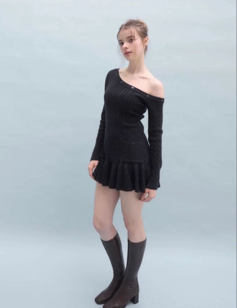 ワンピース YILON ONE SHOULDER CABLE KNIT OP