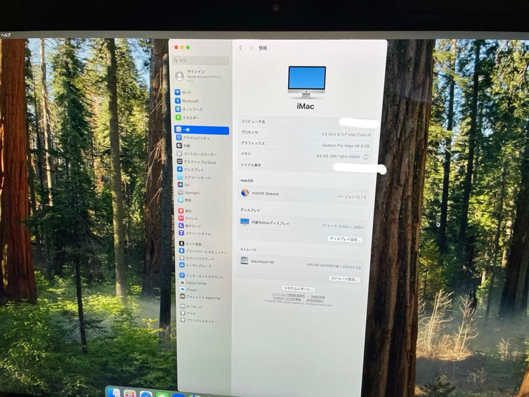 iMac 2019 27型 5K Core i9/64GB/SSD512GB