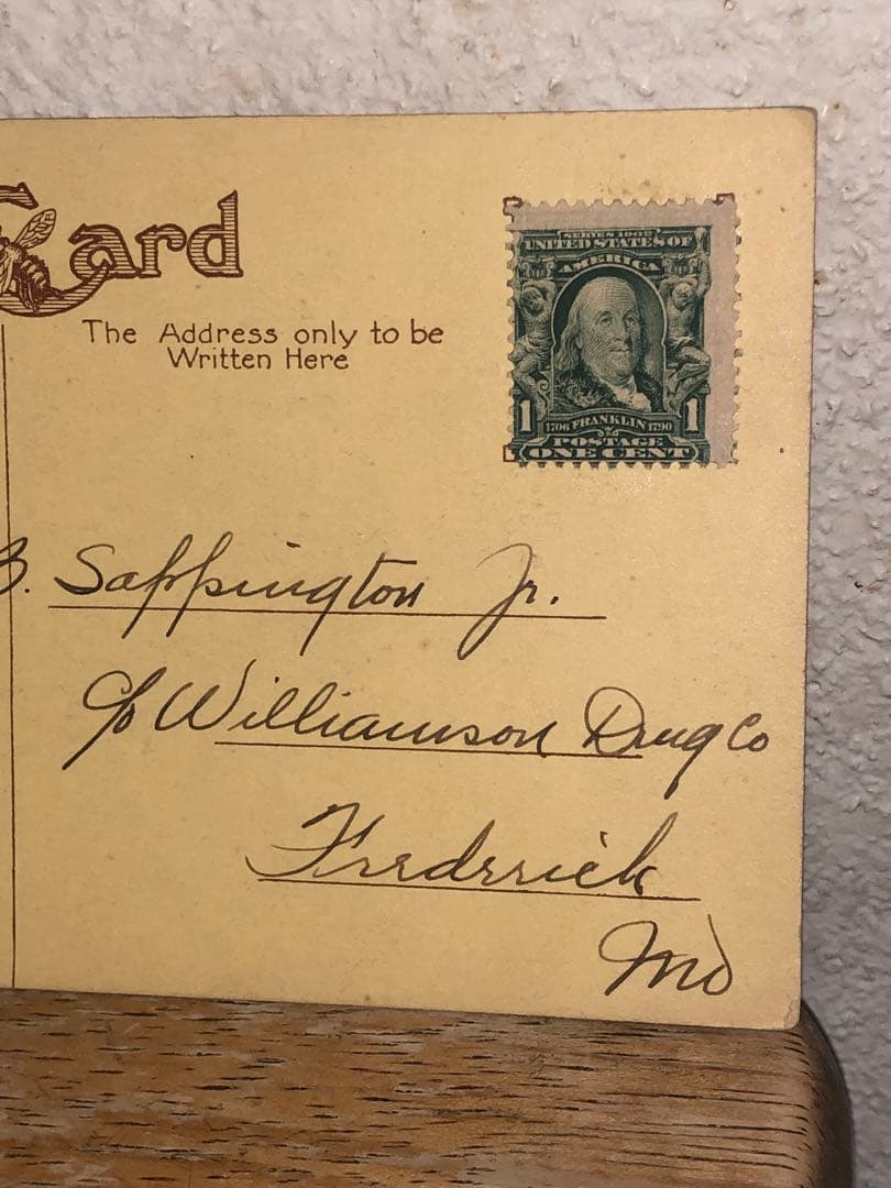 アンティーク 19s スカル　髑髏　骸骨　ハロウィン　ポストカード　死神　レトロ