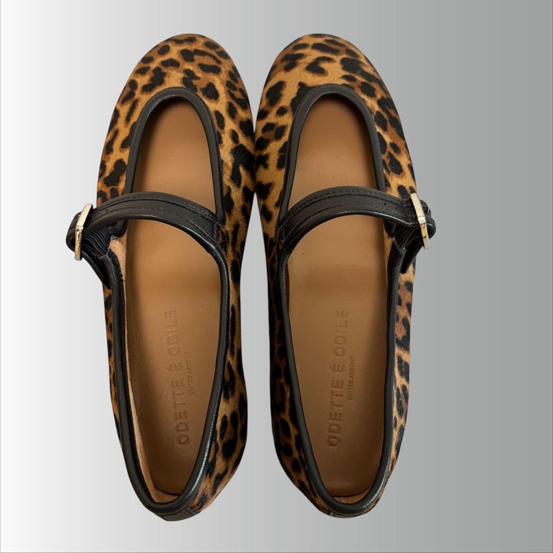 【オディットエオディール】レオパード メリージェーン フラットシューズ ヒョウ柄