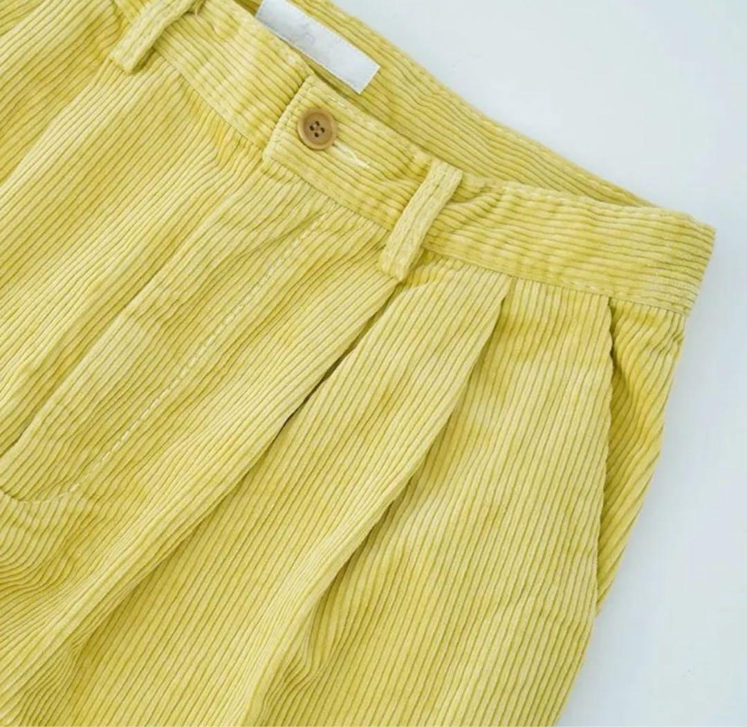 【R】homspun イエローのコーデュロイパンツ