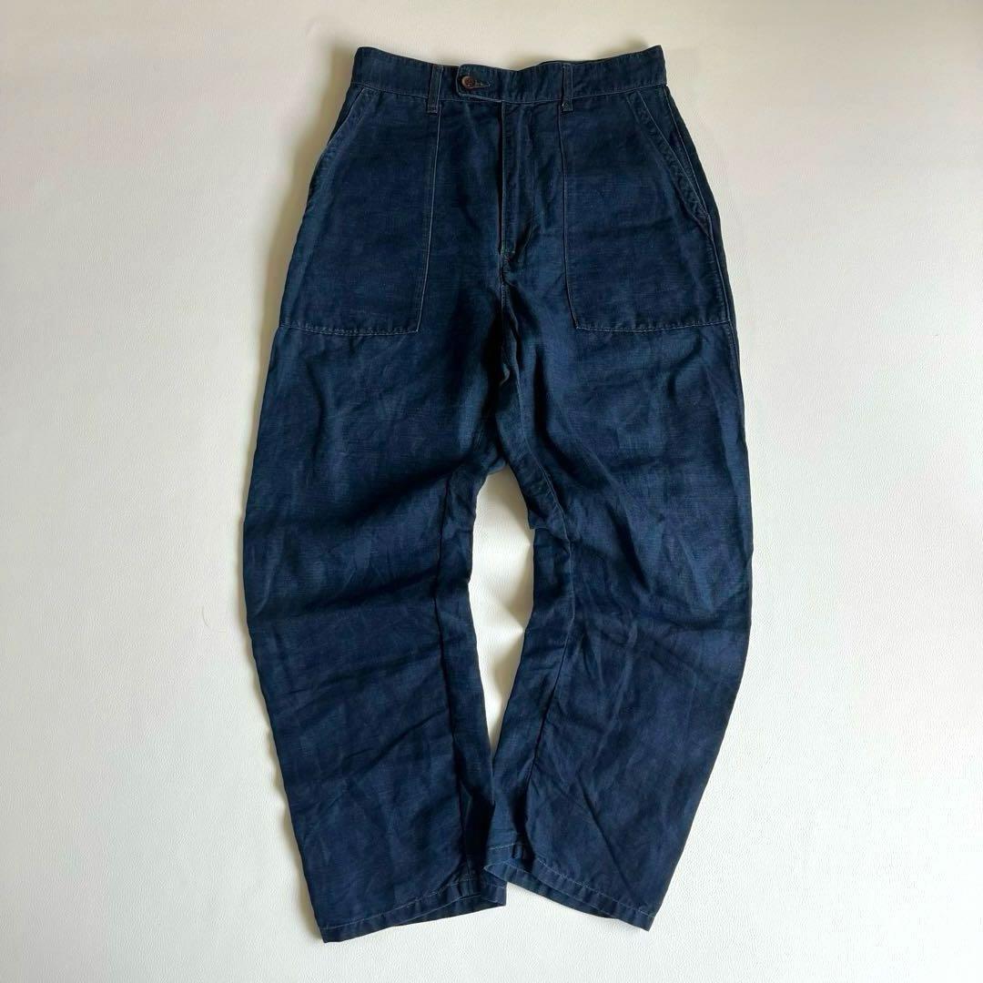 45R　リネンの908ベイカーパンツ　ロゴ刺繍　ワークパンツ　45rpm