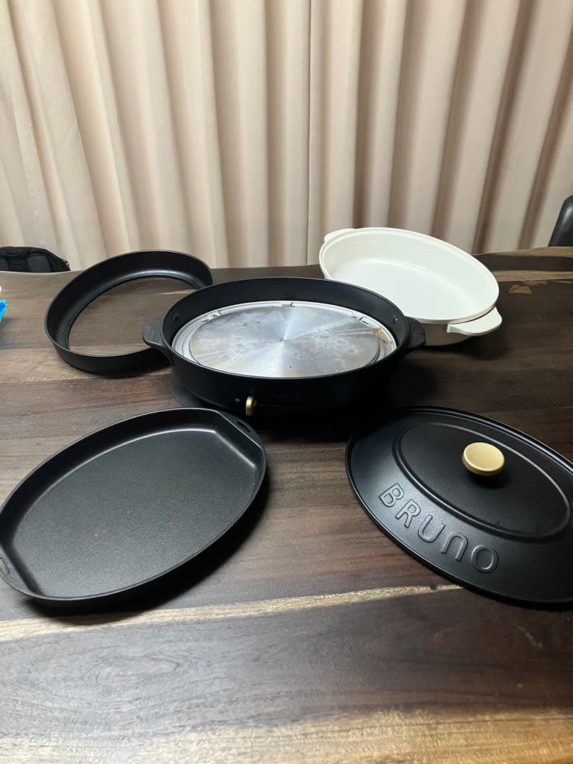 値下げ！蒸し器付！ブルーノクラッシィ＋オーバルホットプレートスチーマーセット