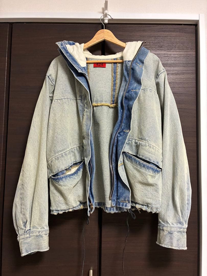 424 クロップド　デニム　フードジャケット