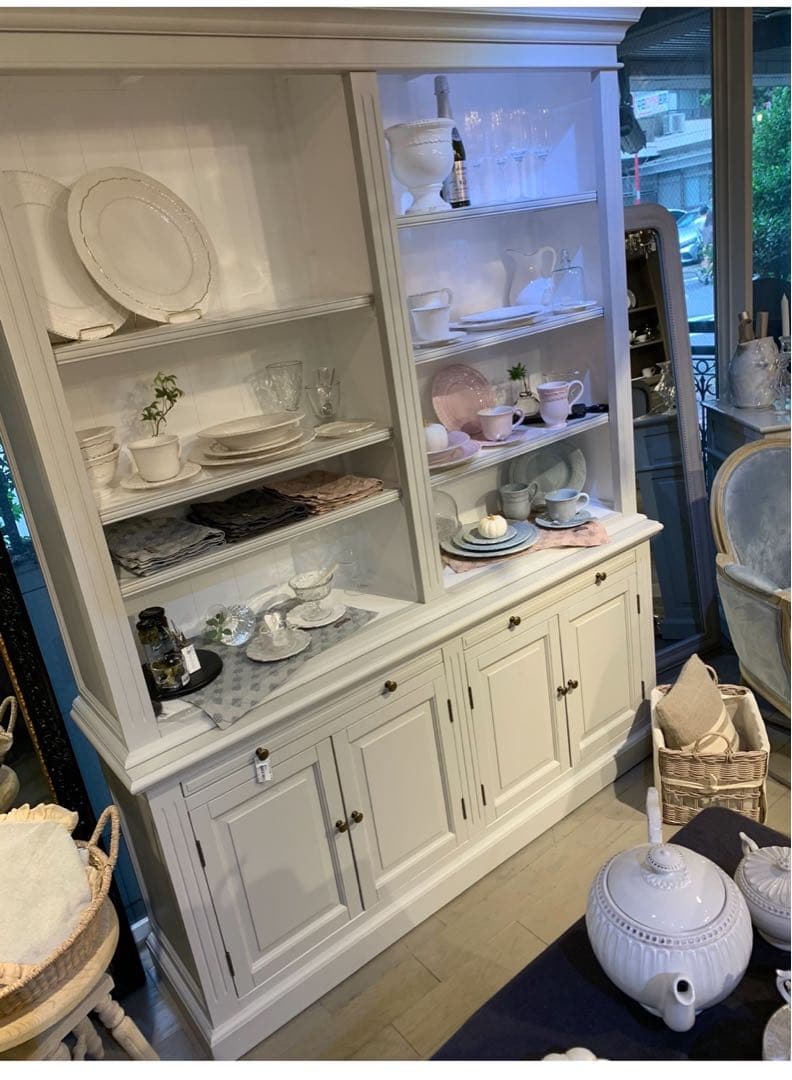 超美品　サラグレース　ディスプレイシェルフ　食器棚　ライトグレー