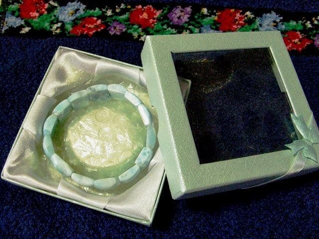 新品未使用　天然石ラリマー バングル型ブレスレット　内径15～１６センチ