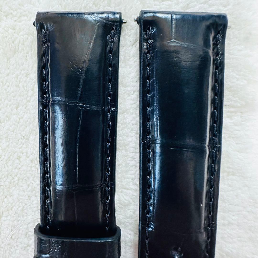 3035#20mm-18mmブラック★本物クロコダイルレザーベルト★スイス製