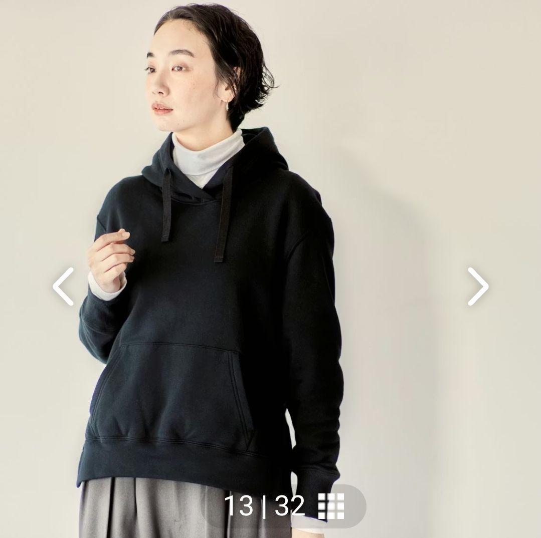 北欧、暮らしの道具店　スッキリ着られる大人のパーカー　ブラック　グレー