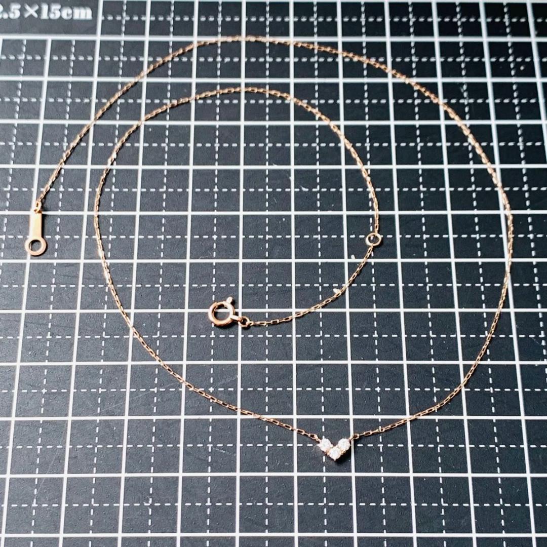 美品 k10 4°C ネックレス ハート ピンクゴールド