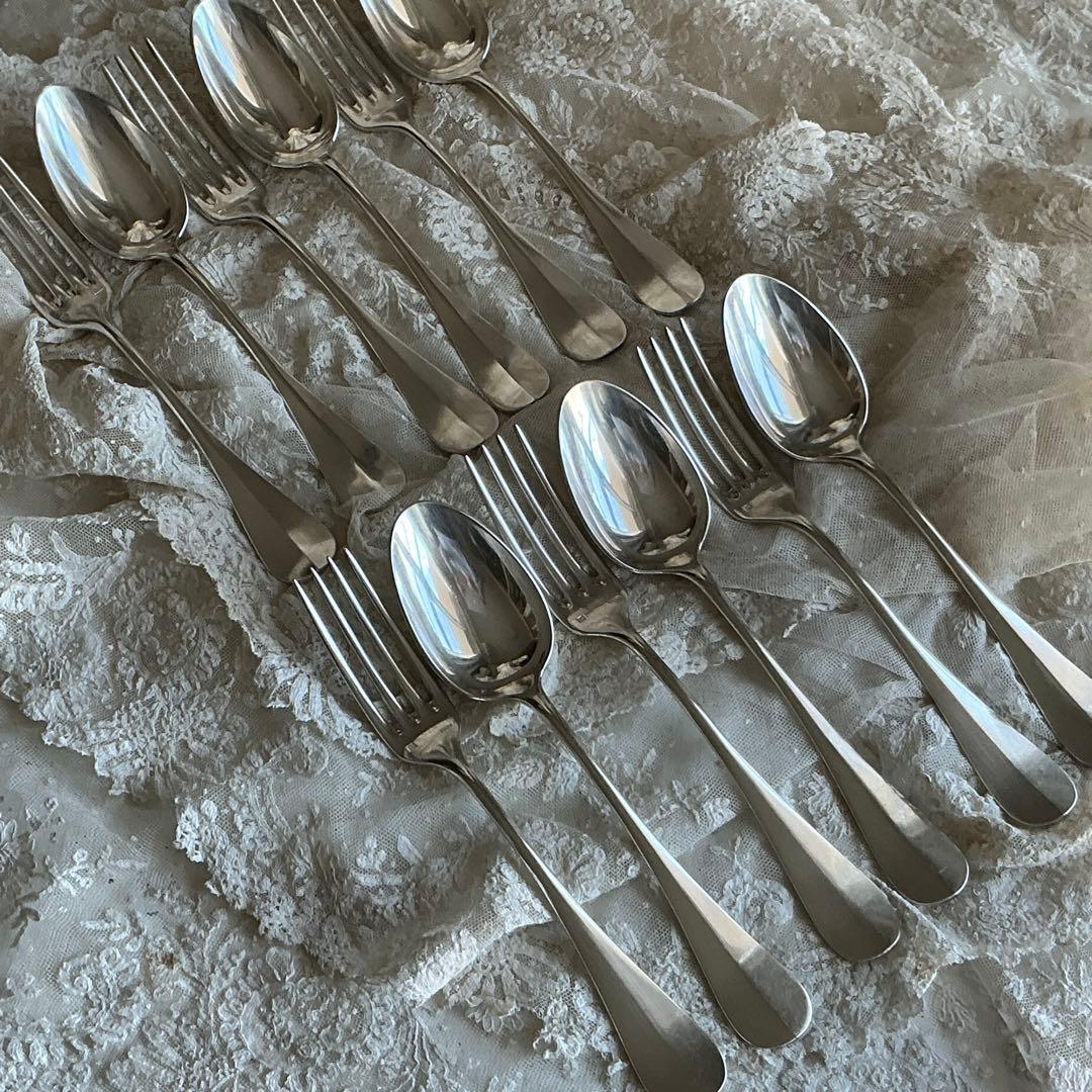 フランスアンティーク　６セット♡　すずらん　スプーン＆フォーク　モノグラム