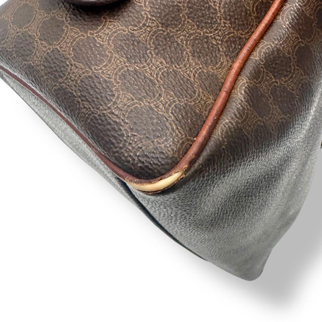CELINE 　マカダム ハンドバッグ ミニボストン ブラウン