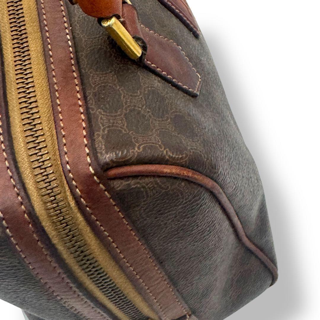 CELINE 　マカダム ハンドバッグ ミニボストン ブラウン