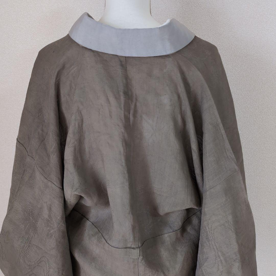 【三花】本麻　洗える長襦袢　カラー襦袢　カーキ　　利休鼠　リサイクル　su