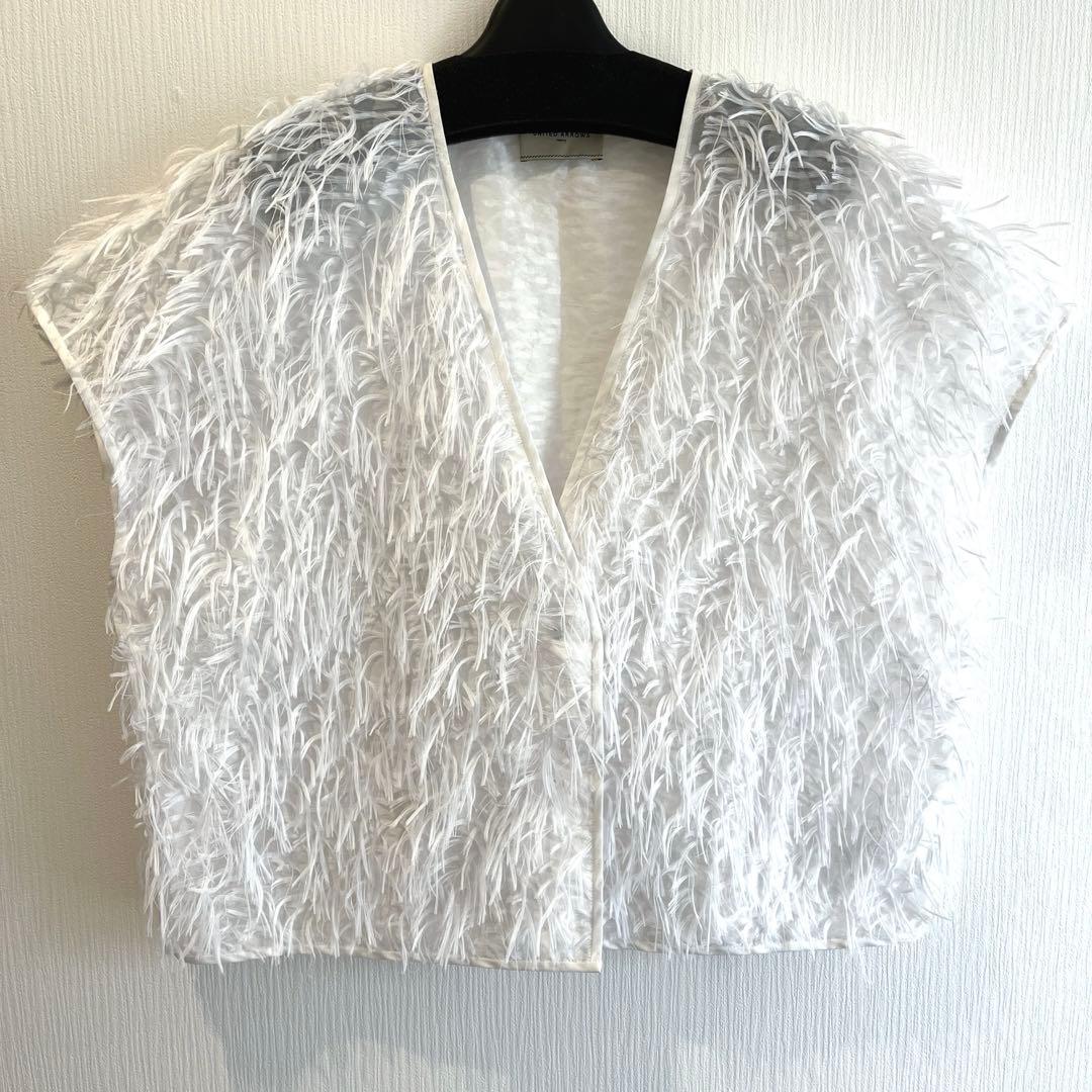 ユナイテッドアローズ　ヘアリーカットジャガードベスト　ホワイト