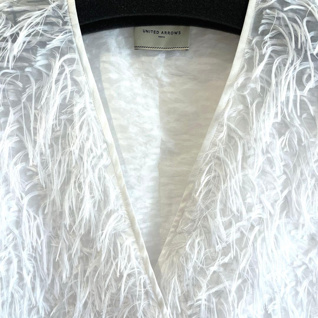 ユナイテッドアローズ　ヘアリーカットジャガードベスト　ホワイト