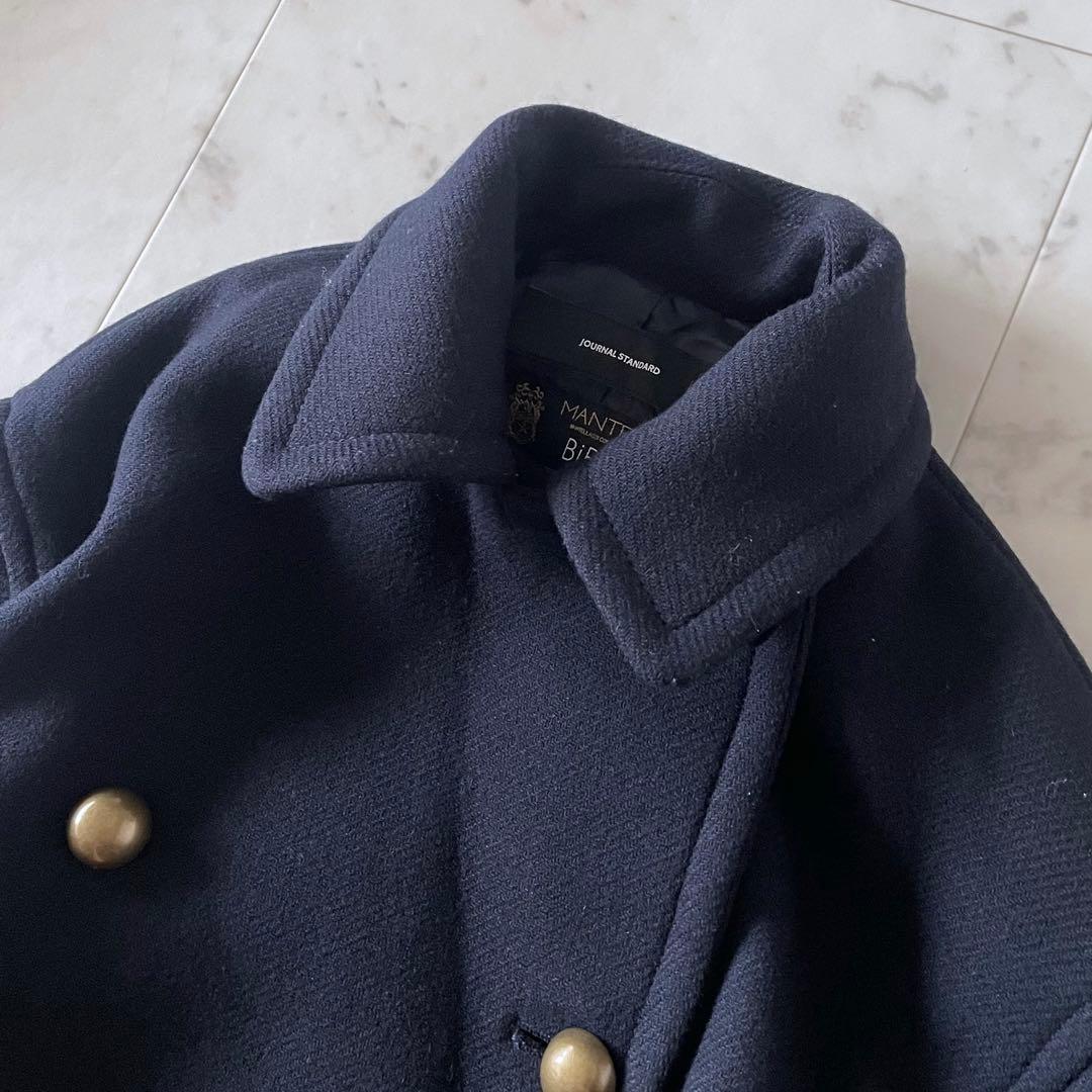 ジャーナルスタンダード MANTECOダブルクロスPコート ネイビー 金釦