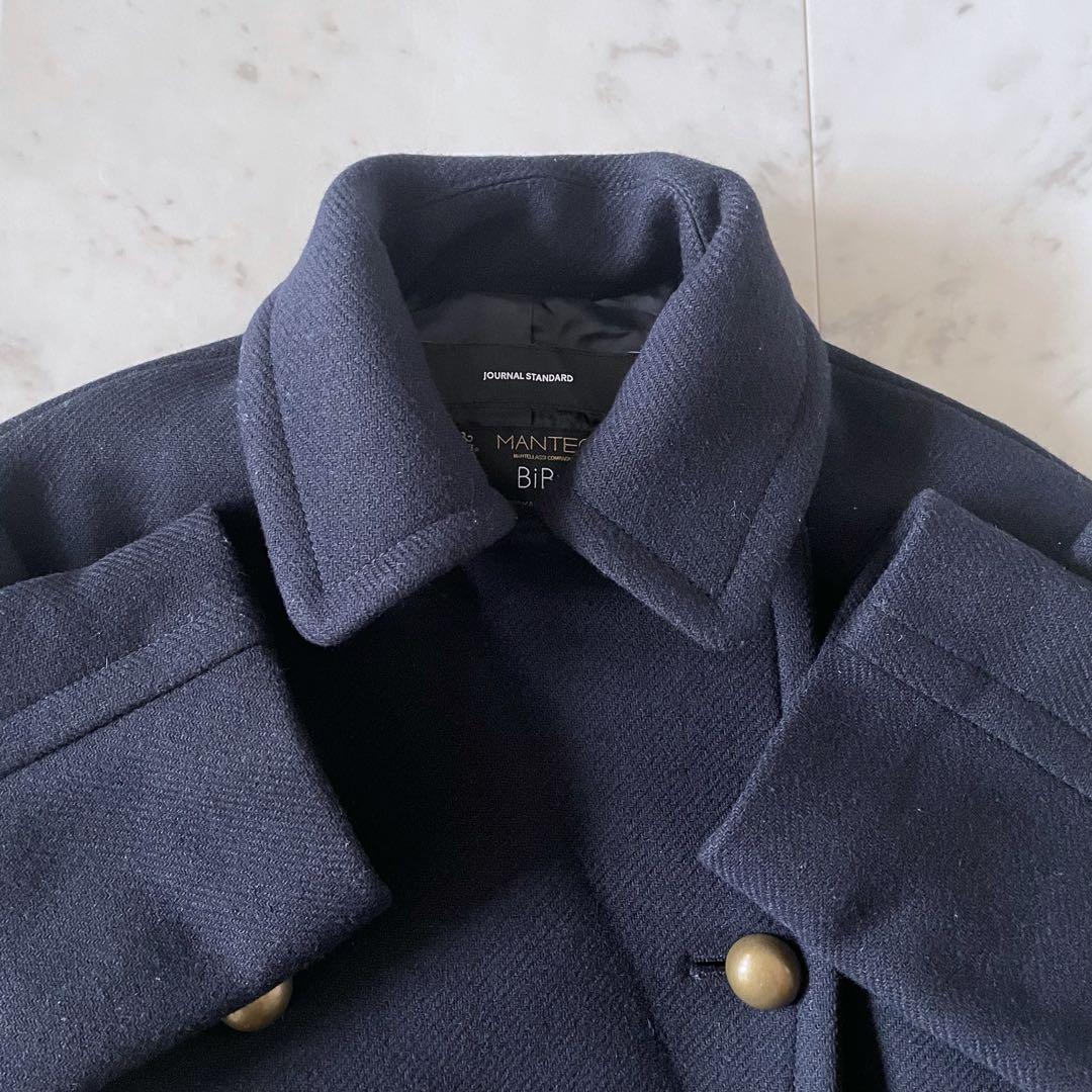ジャーナルスタンダード MANTECOダブルクロスPコート ネイビー 金釦