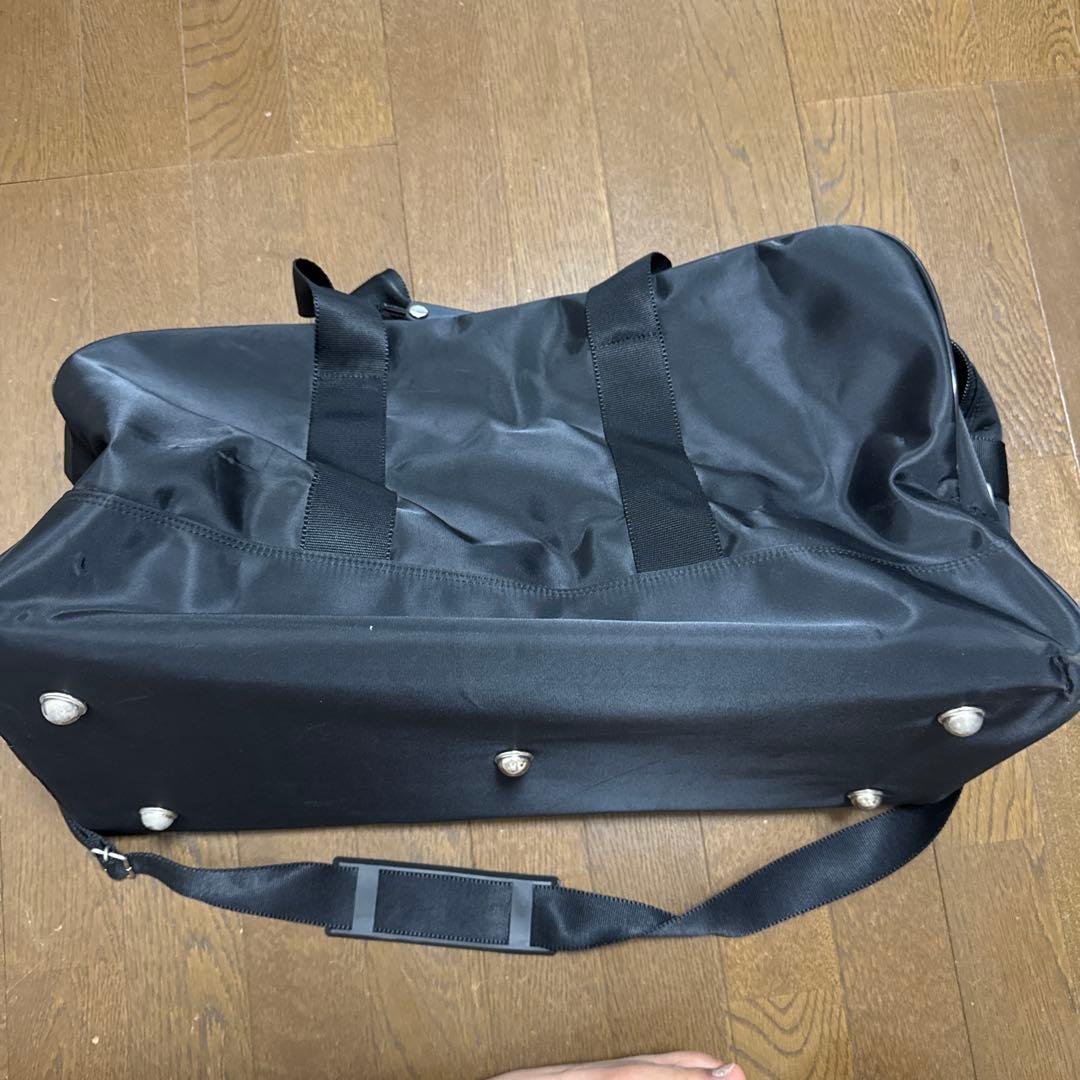 【美品】PRADA　ボストンバック　南京錠　ナイロン　黒　三角プレート　大容量