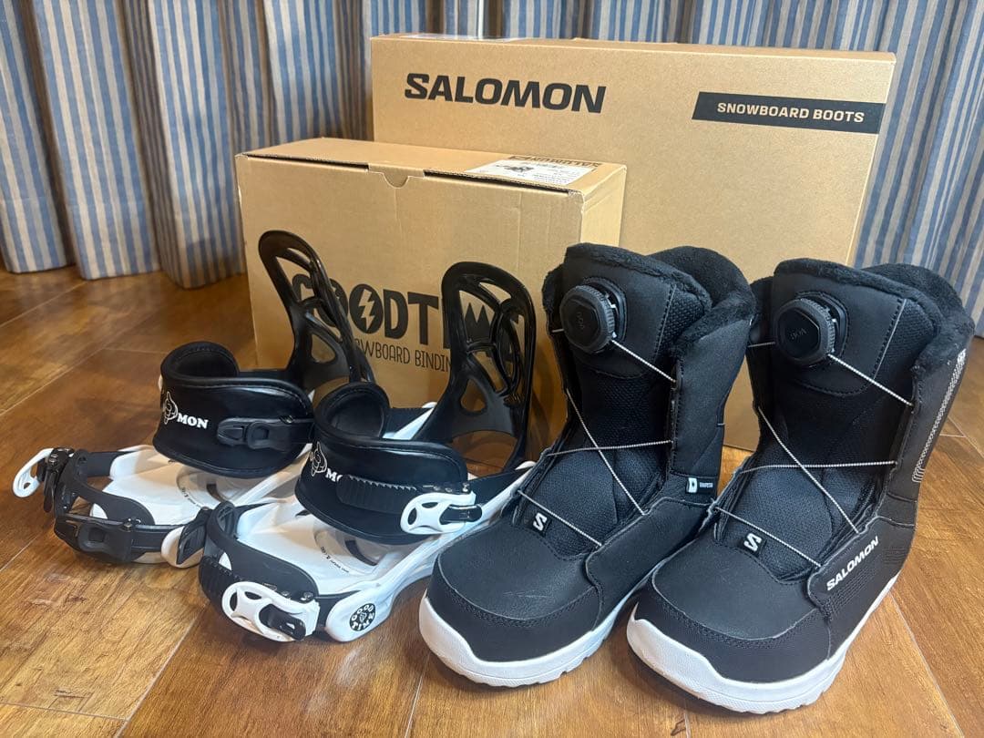 SALOMON キッズ22cm スノーボード ブーツ・バインディング ２点セット