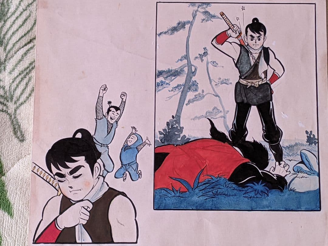 望月三起也 直筆カラー原稿（原画）「 戦国忍法帖 」まんだらけ保証書